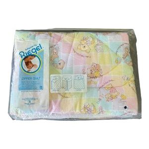 VTG Babycare by Riegel Zipper Quilt NOS 34" x 46" Pastel Colors Animals …